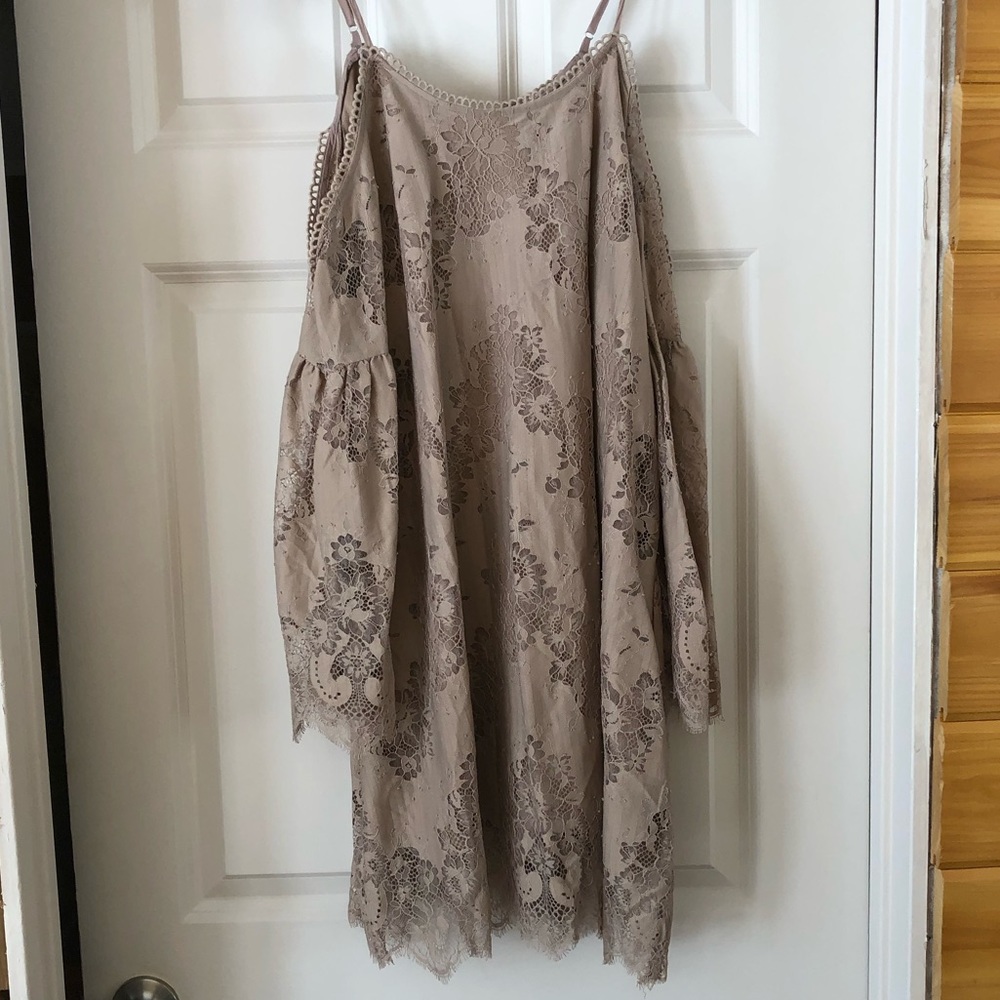 Loveriche Taupe Lace Dress